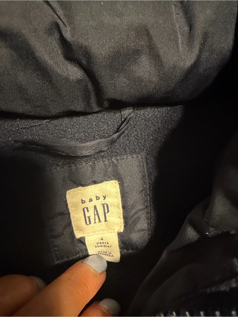 GAP Kids Size 4T Insulated Navy Hooded Puffer Jacket Winter Coat, Fleece Lined